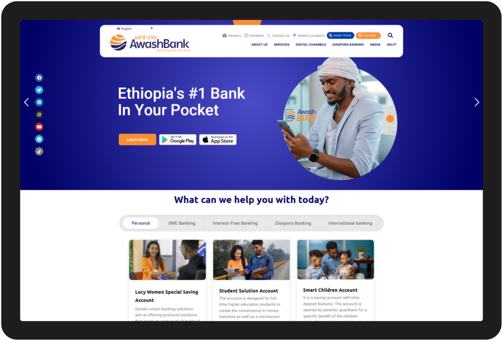 Awash bank homepage